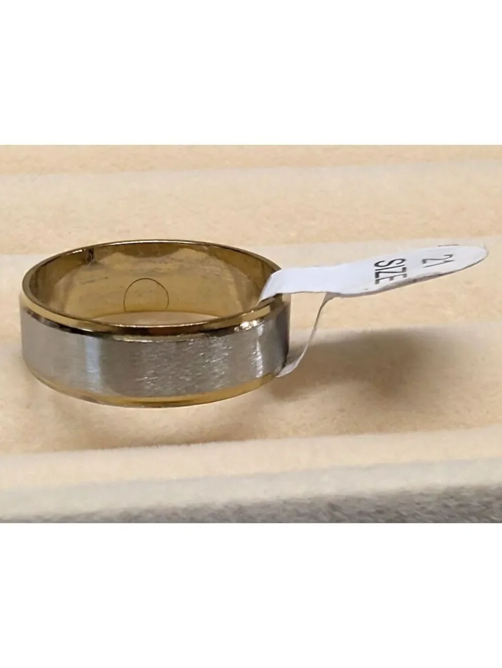 New Mens Size 11.5 Two Gold Silver Tone Stainless Steel Band Ring Wedding Thumb